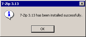 Историческое информационное окно 7-Zip об успешной установке