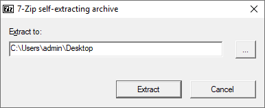 Окно самораспаковывающегося архива, созданного 7-Zip, с выбором каталога извлечения