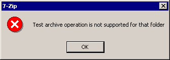 Историческое окно ошибки 7-Zip Archive operation not supported в Windows 2000