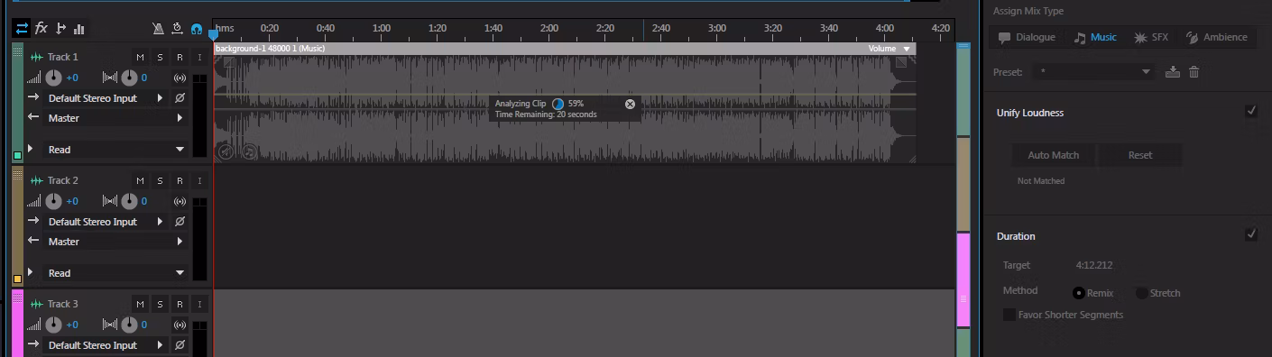 Adobe Audition анализирует музыкальный клип для Remix