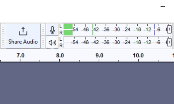 Recording Meter Audacity во время мониторинга входного сигнала