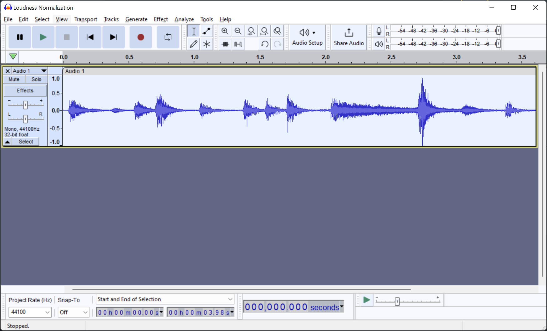 Дорожка Audacity для работы с Loudness Normalization