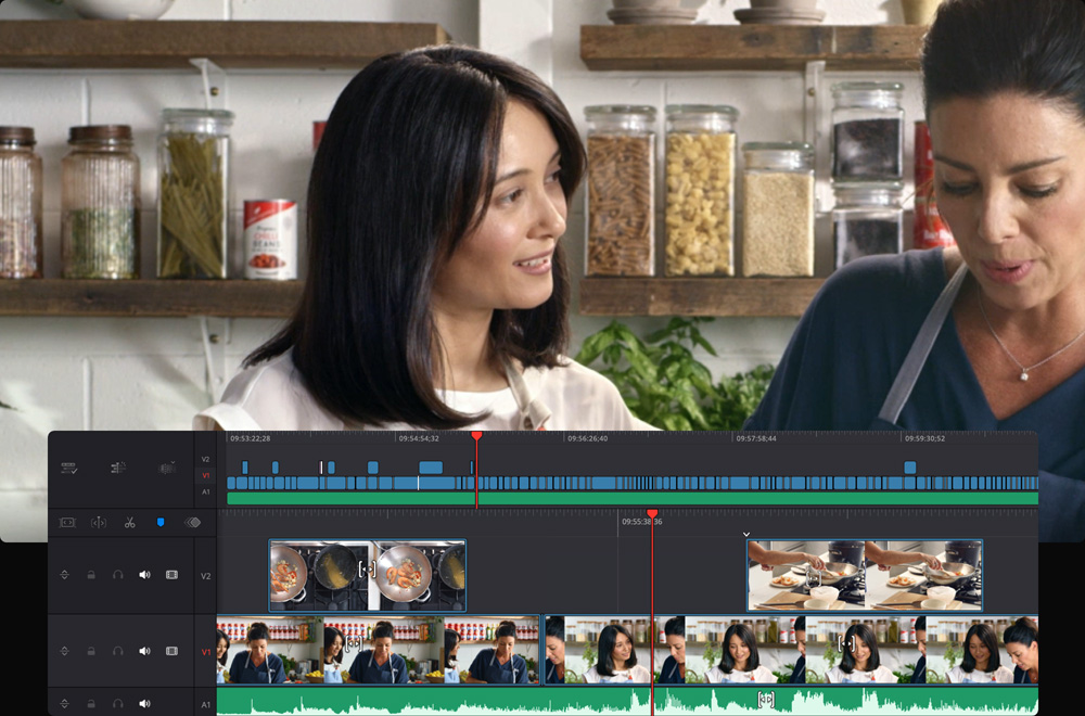 Интерфейс DaVinci Resolve в процессе постпродакшна