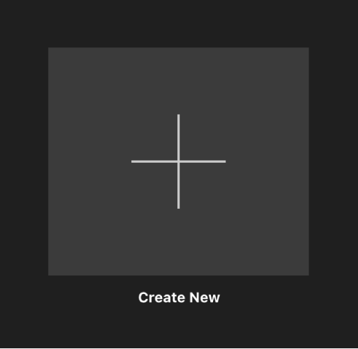 Плитка Create New в Projects view iMovie для Mac