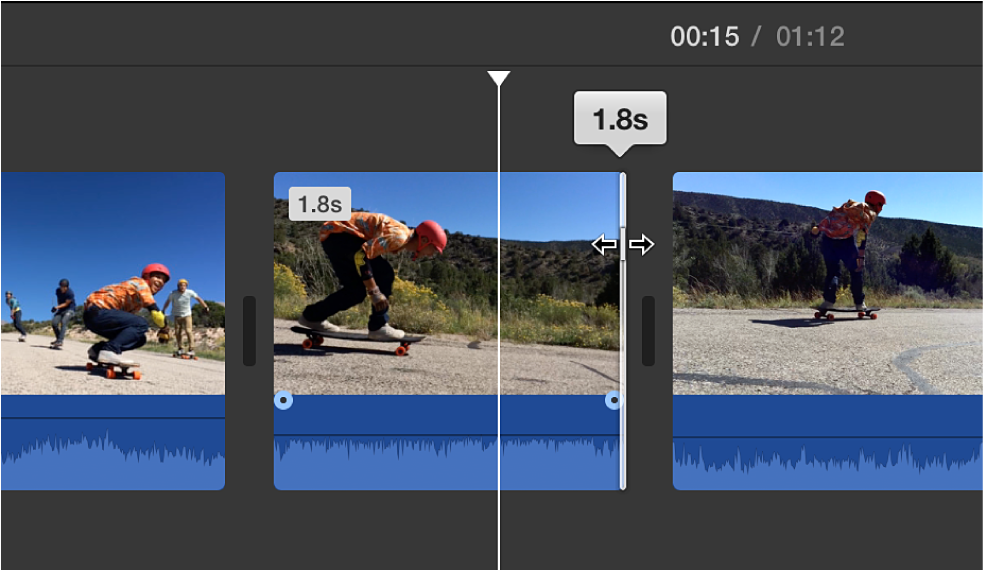 Подрезка правого края клипа в timeline iMovie