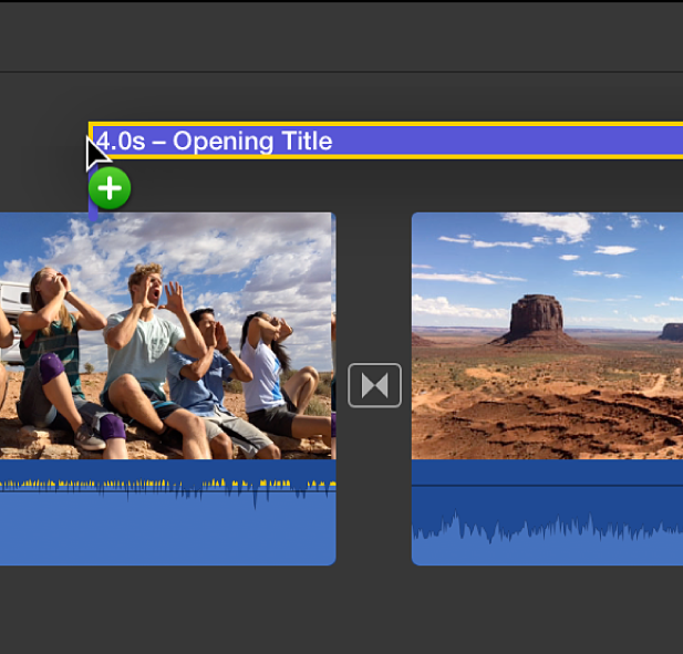 Полоса Opening Title над видеоклипом в timeline iMovie