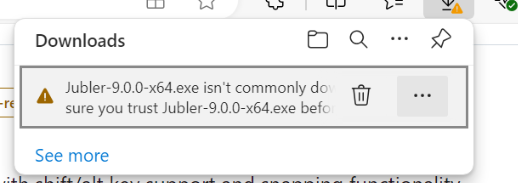 Предупреждение SmartScreen о редко скачиваемом установщике Jubler в Windows 10