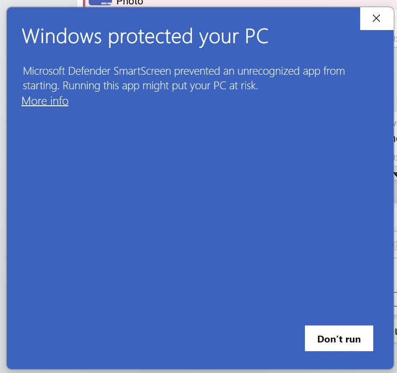Первичное окно Windows protected your PC перед запуском Jubler