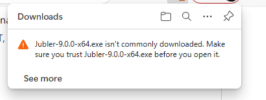 Предупреждение о загрузке Jubler в интерфейсе Windows 11