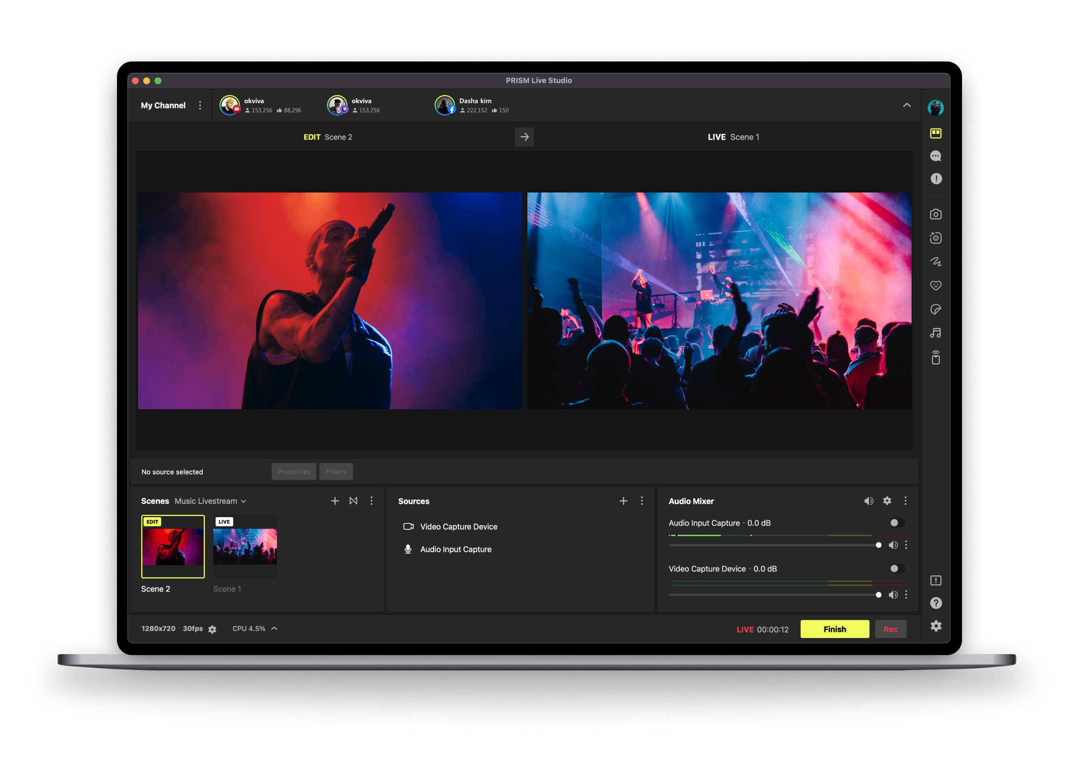 Второй пример рабочего пространства PRISM Live Studio