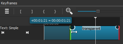 Панель Keyframes Shotcut с временной шкалой выбранного фильтра