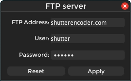 Панель FTP в Shutter Encoder для автоматической отправки готовых файлов