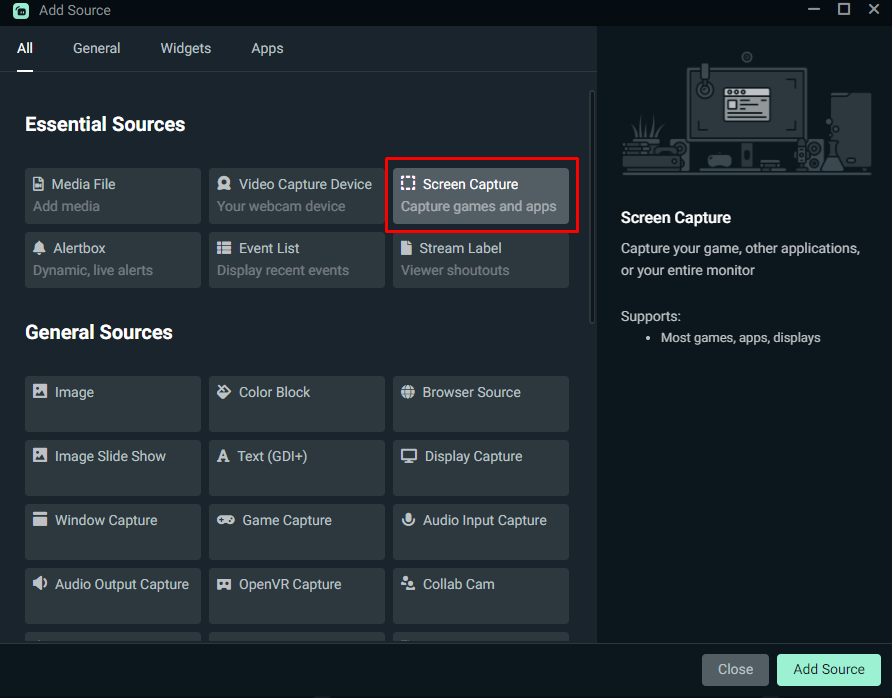 Предпросмотр захватываемого экрана в Streamlabs Desktop