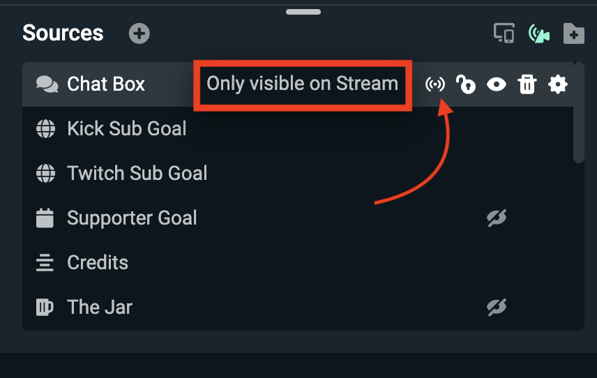 Настройка источника в Selective Recording Streamlabs Desktop