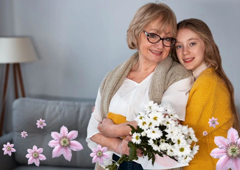 Фотография с цветочным клипартом, добавленным в Студии Эффектов