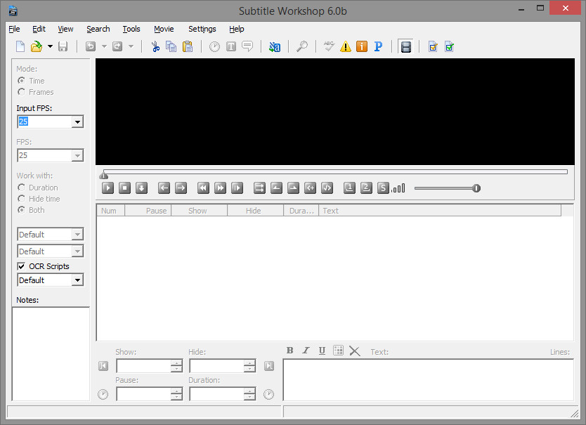 Классический интерфейс Subtitle Workshop 6.0b