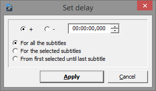 Диалог Set delay в Subtitle Workshop 6.0b