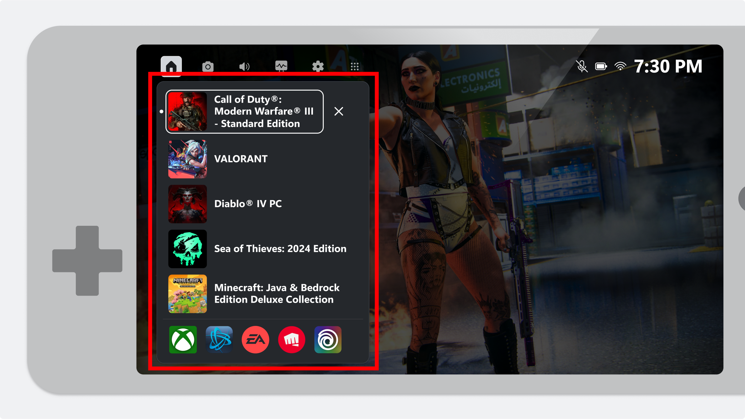Панель приложения в Compact Mode Xbox Game Bar