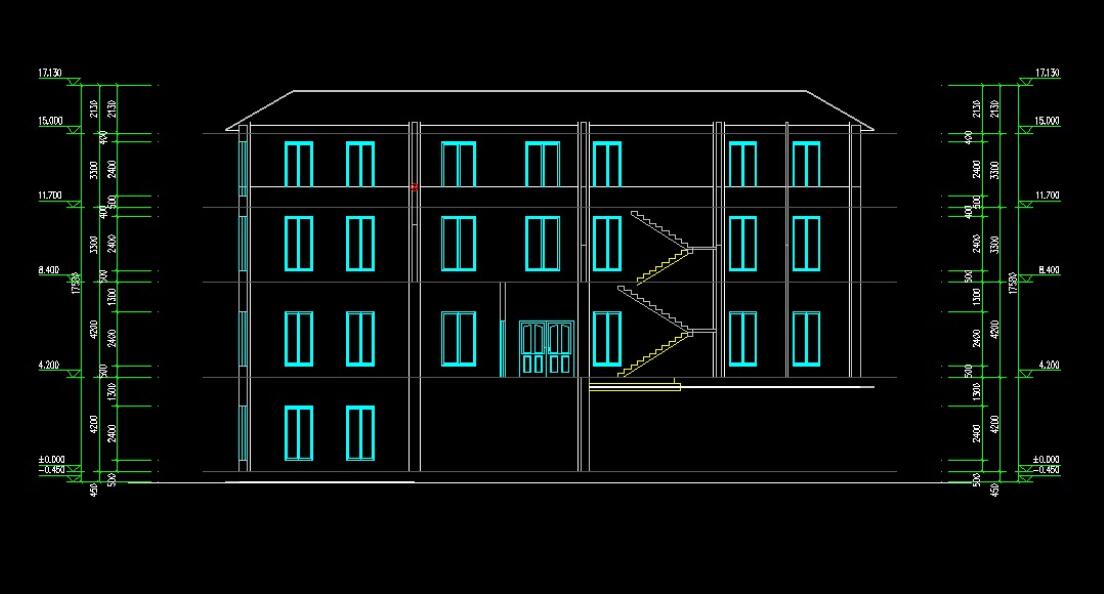 Архитектурный разрез здания, созданный в ZWCAD Architecture 2017