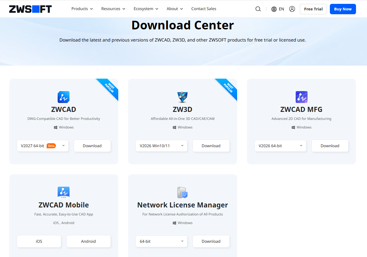 Интерфейс ZWCAD с открытым техническим чертежом